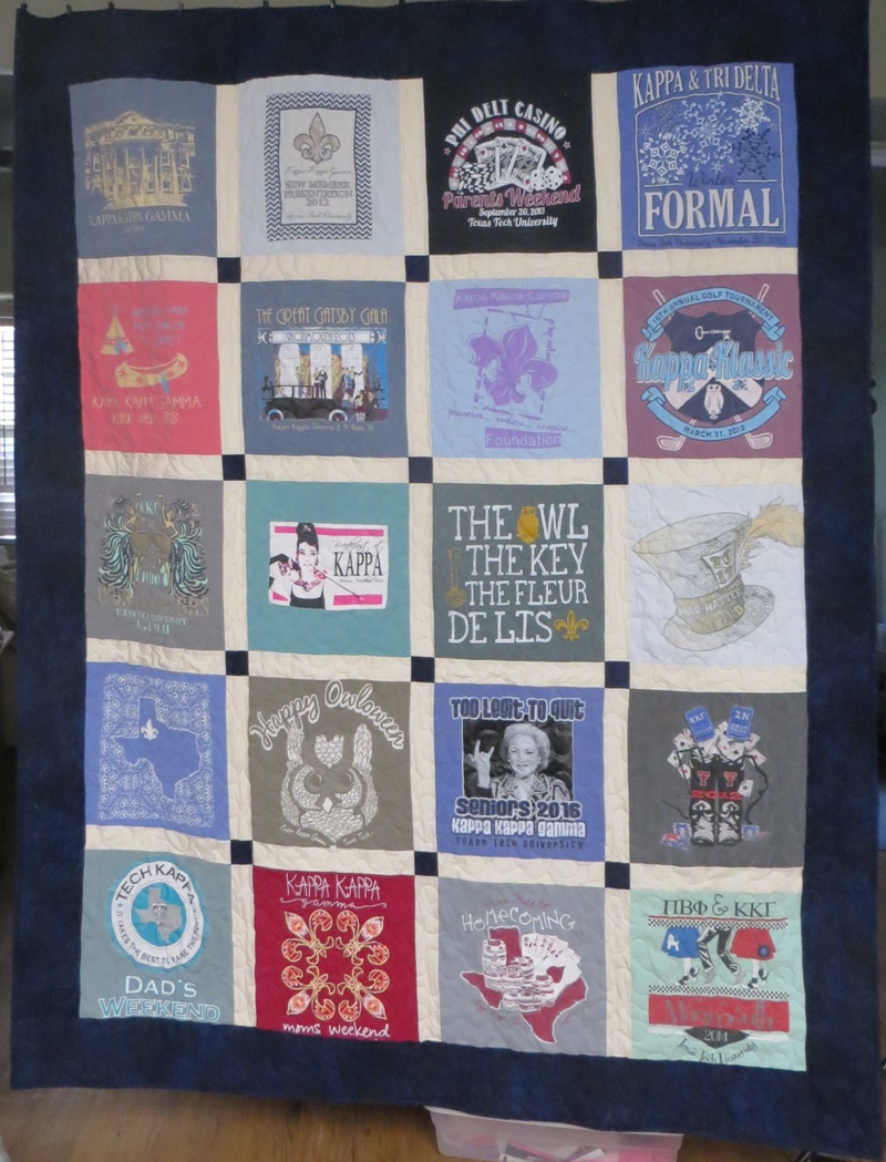 Basic T-shirt quilt with optional accent borders.
