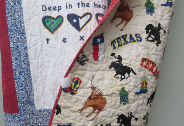 Texas Cowboy back on Texas T-Shirt themed quilt