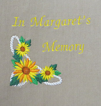 Memory quilt embroidery with Sunflowers