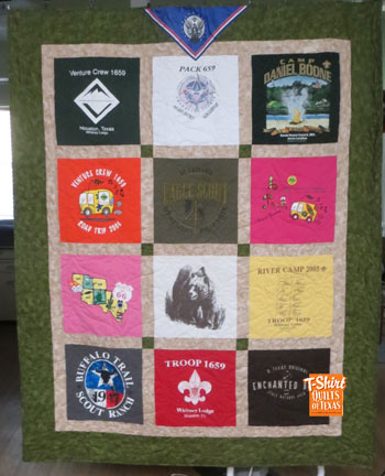 Quilt made from boy scout and eagle shirts